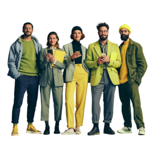 Team Standing With Devices