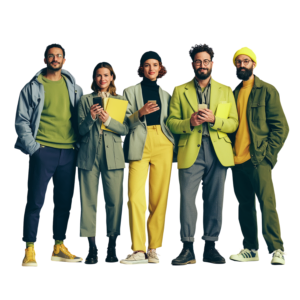 Team Standing With Devices